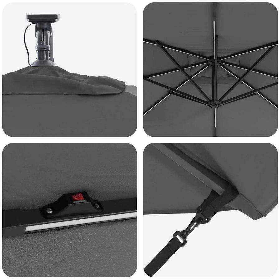 Cantilever Banana Parasol met slot Antraciet 249 x 249 x 250 cm
