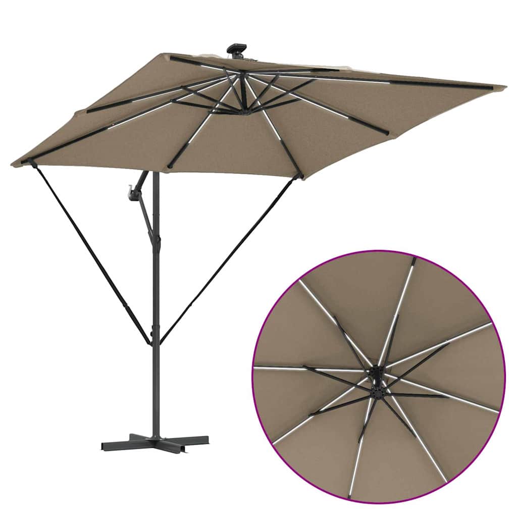 Cantilever Banana Parasol met slot Taupe 249 x 249 x 250 cm