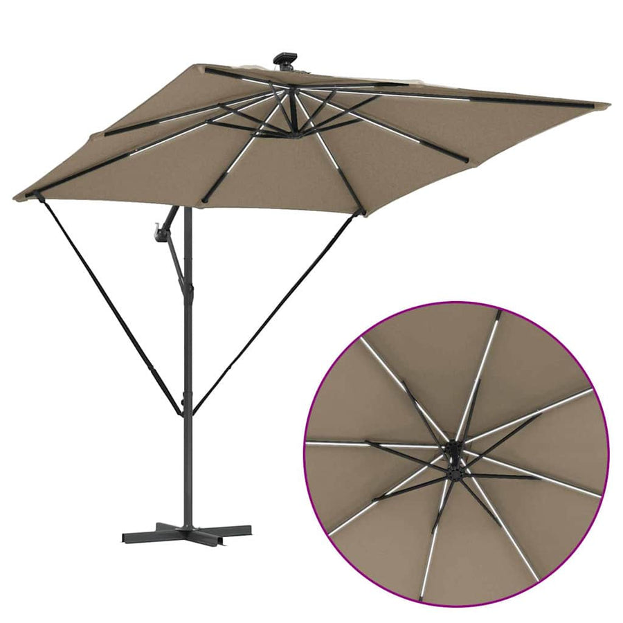 Cantilever Banana Parasol met slot Taupe 249 x 249 x 250 cm