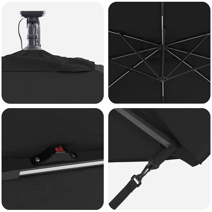 Cantilever Banana Parasol met slot Zwart 249 x 249 x 250 cm