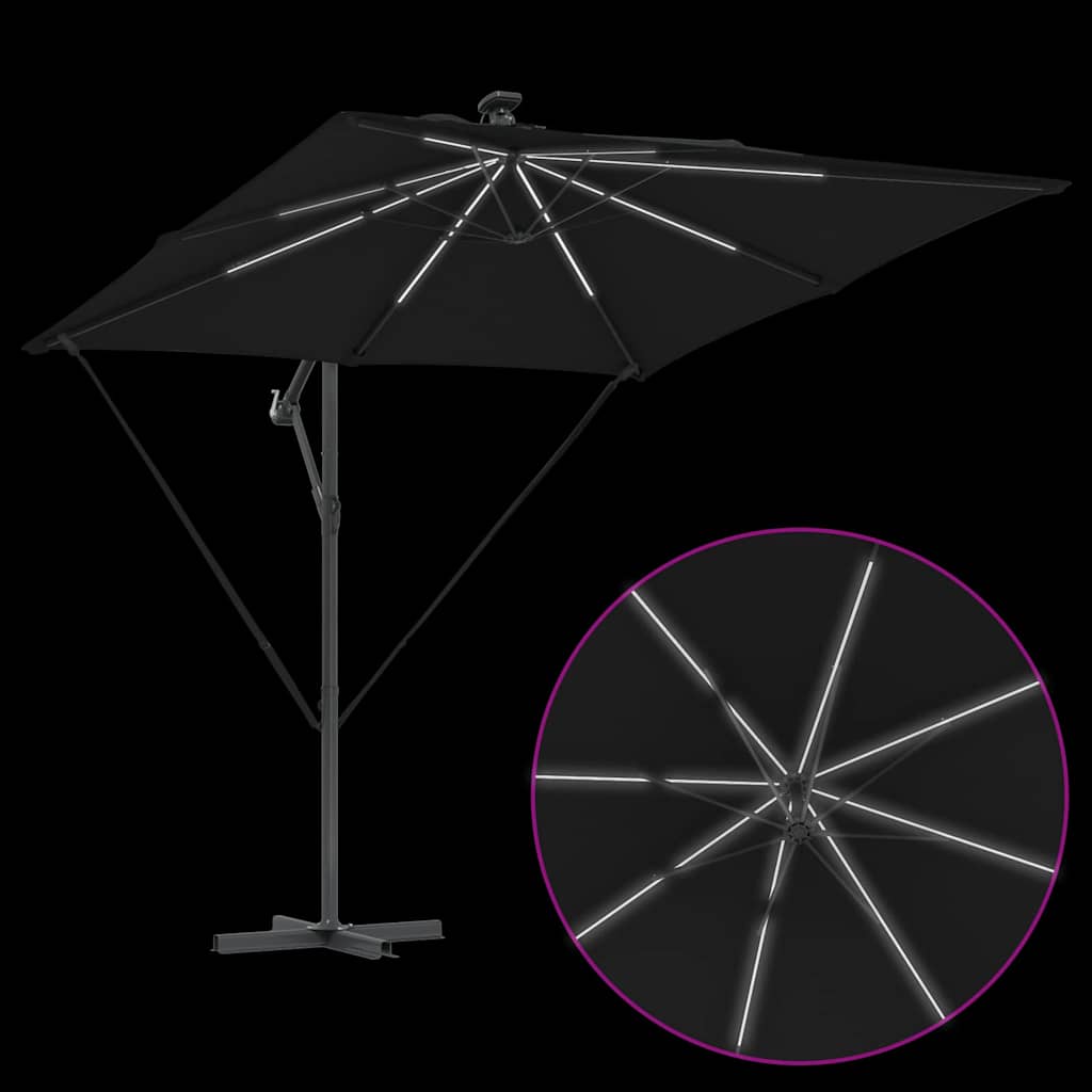 Cantilever Banana Parasol met slot Zwart 249 x 249 x 250 cm