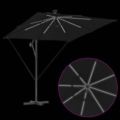 Cantilever Banana Parasol met slot Zwart 249 x 249 x 250 cm