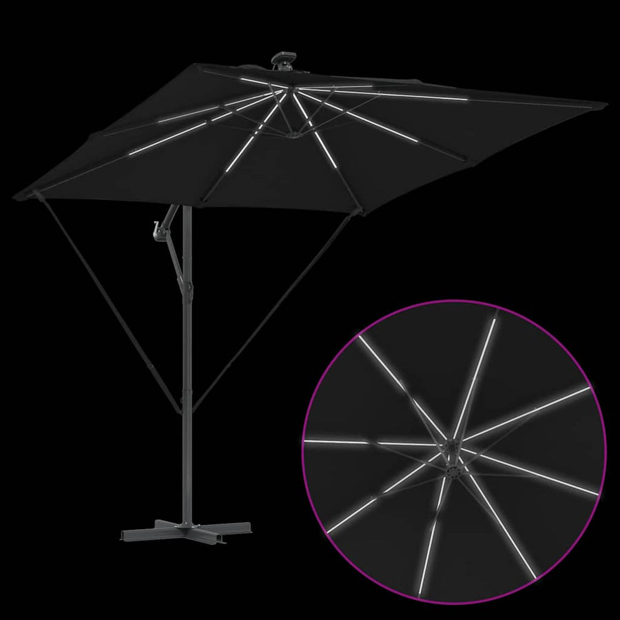 Cantilever Banana Parasol met slot Zwart 249 x 249 x 250 cm