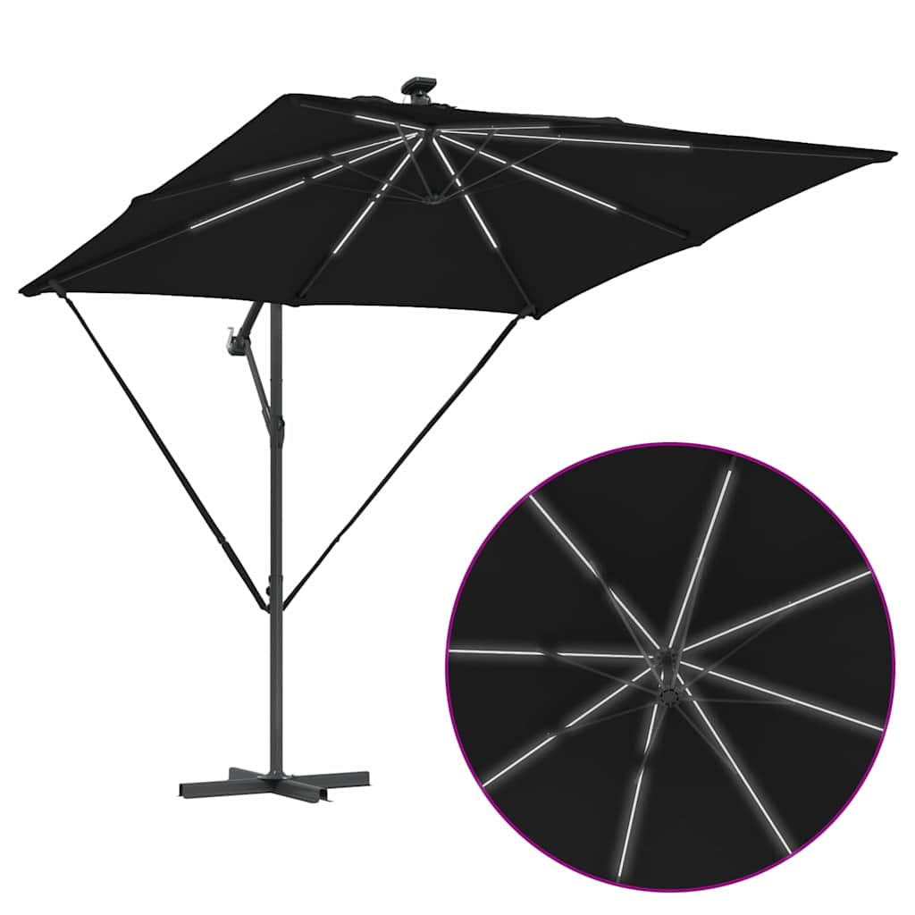 Cantilever Banana Parasol met slot Zwart 249 x 249 x 250 cm