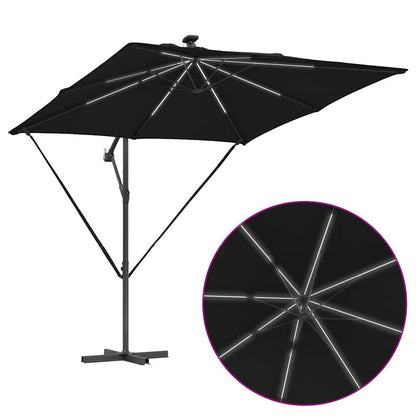 Cantilever Banana Parasol met slot Zwart 249 x 249 x 250 cm