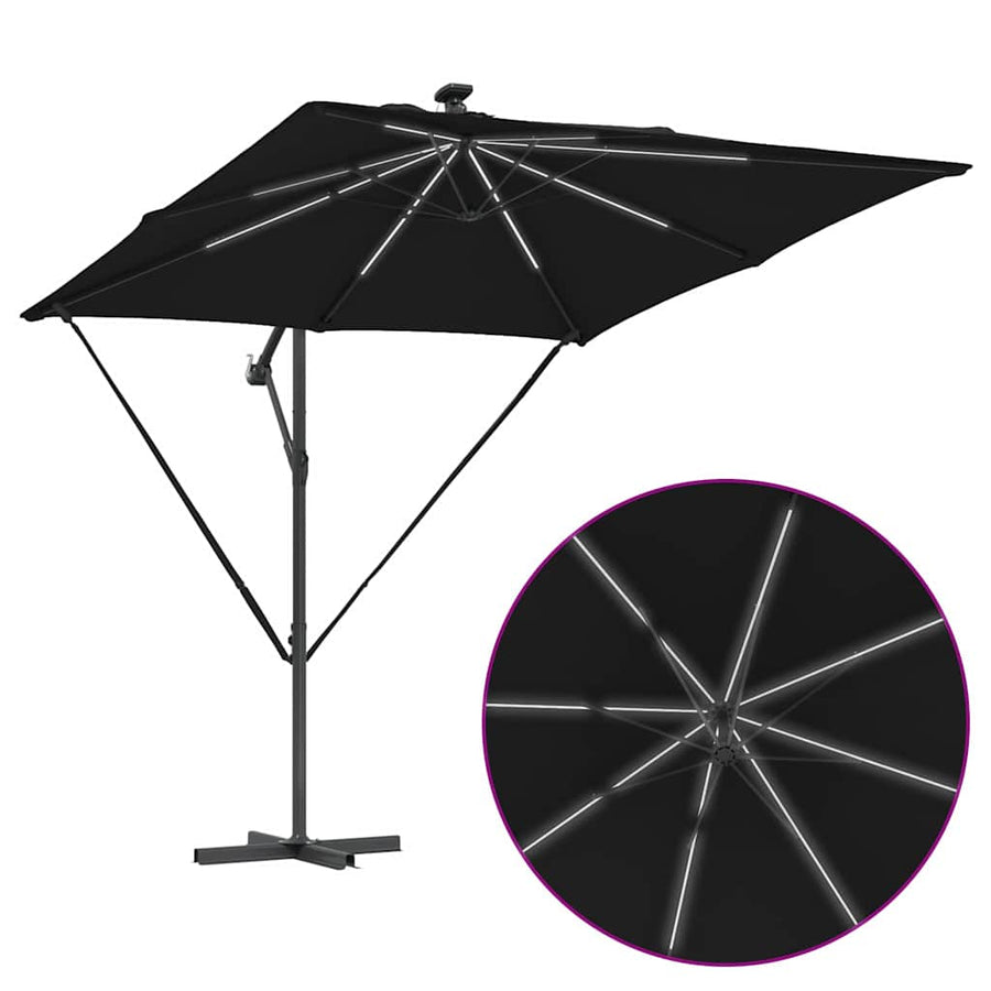 Cantilever Banana Parasol met slot Zwart 249 x 249 x 250 cm