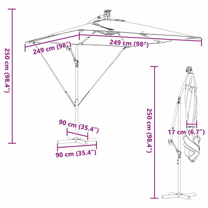 Cantilever Banana Parasol met slot Zwart 249 x 249 x 250 cm