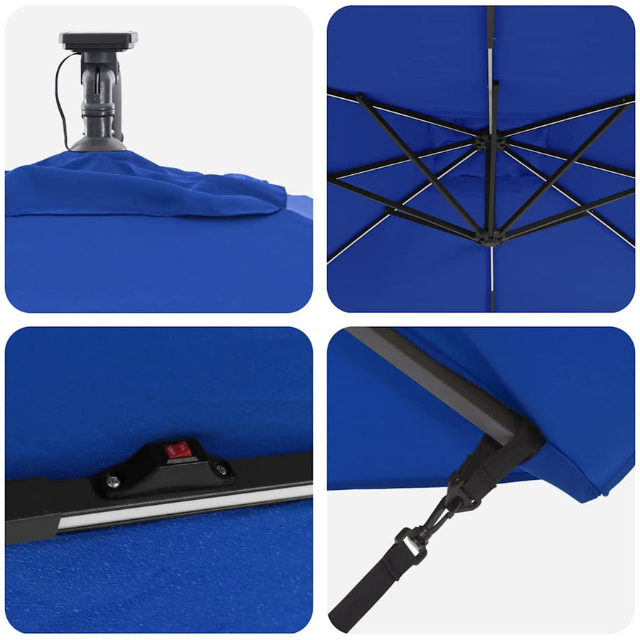 Cantilever Banana Parasol met slot Blauw 249 x 249 x 250 cm