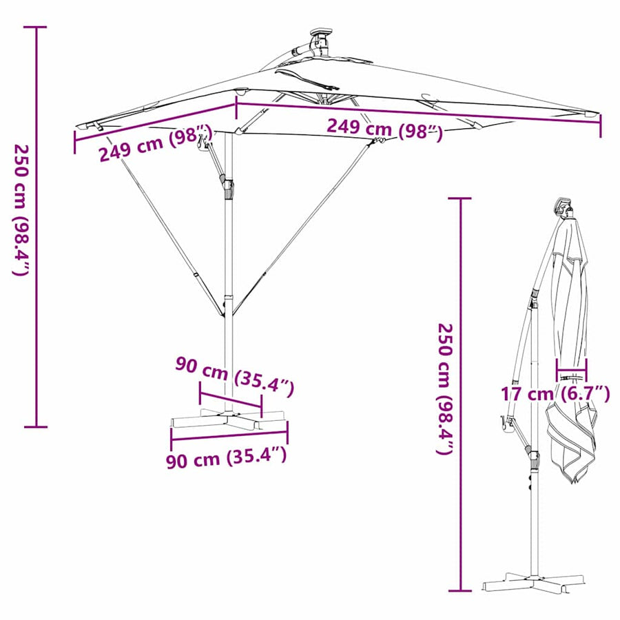 Cantilever Banana Parasol Terracotta 249 x 249 x 250 cm