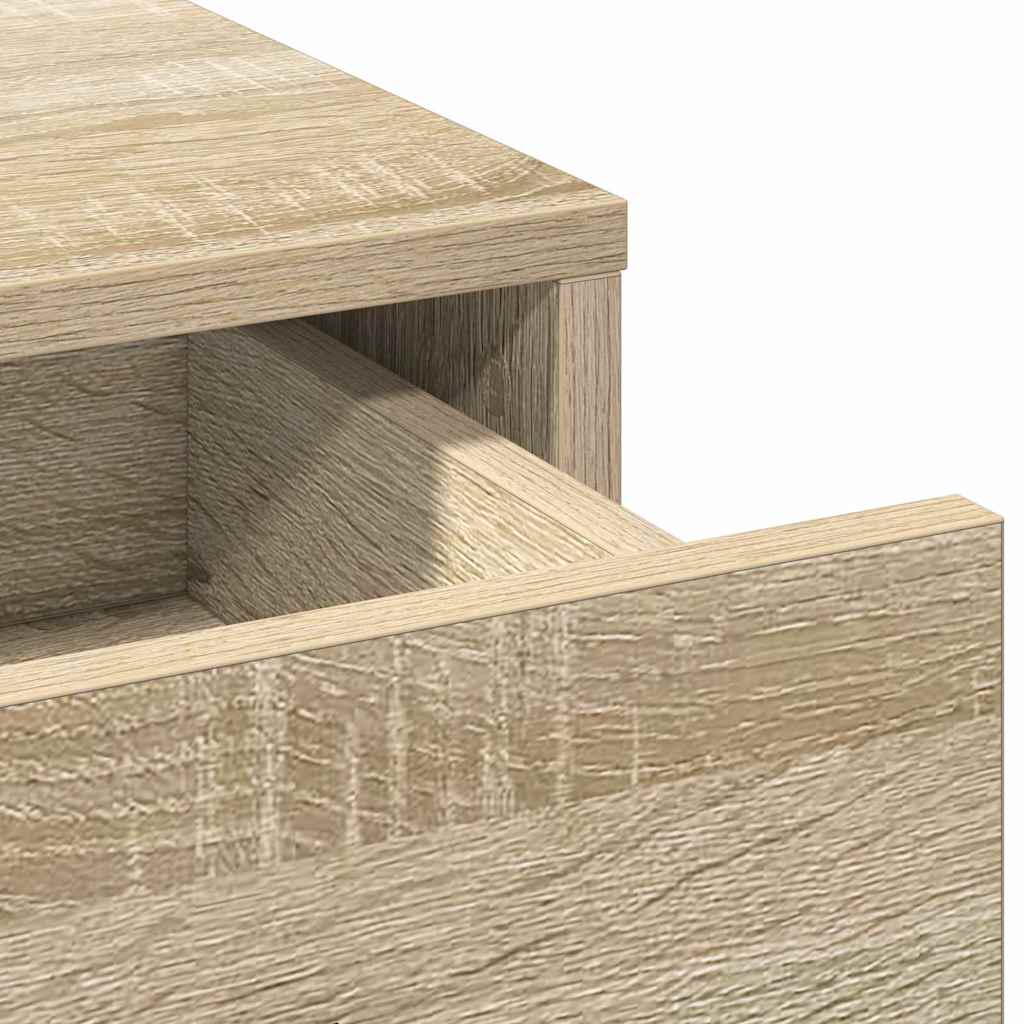 Make-up tafel set met LED 3 pcs Sonoma Eiken Bewerkt hout