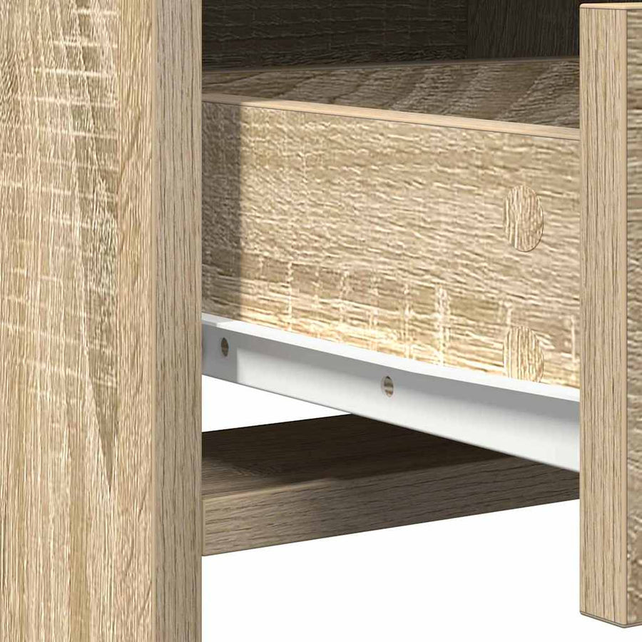 Make-up tafel set met LED 3 pcs Sonoma Eiken Bewerkt hout