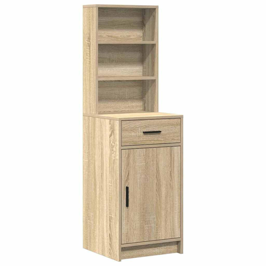 Make-up tafel set met LED 3 pcs Sonoma Eiken Bewerkt hout