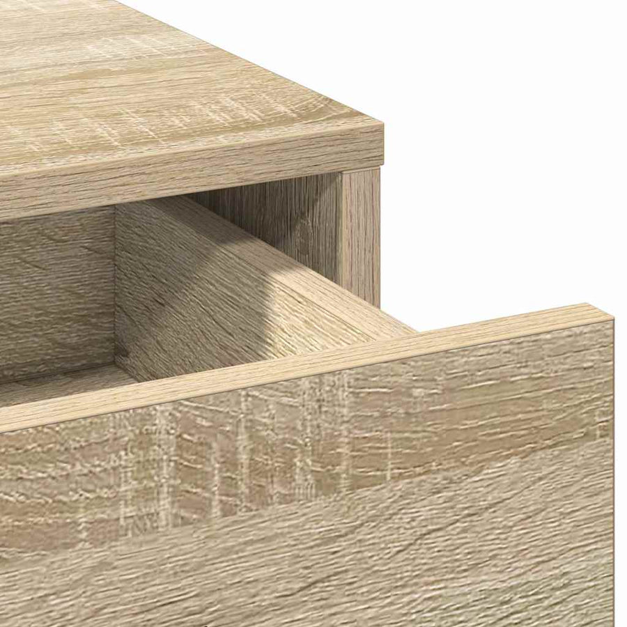 Make-up tafel set met LED 3 pcs Sonoma Eiken Bewerkt hout