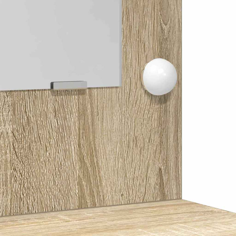 Make-up tafel set met LED 3 pcs Sonoma Eiken Bewerkt hout