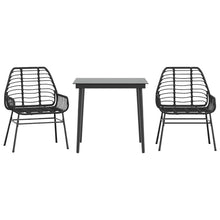 3-Delige Tuinset Poly Rattan Glas Zwart 2 80 x 80 x 74 cm Nee