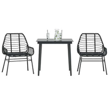 3-Delige Tuinset Poly Rattan Glas Zwart 2 80 x 80 x 74 cm Nee