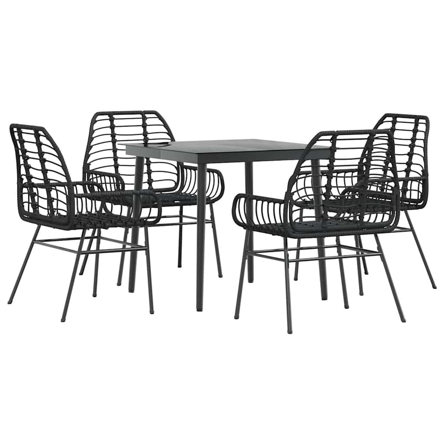 5-Delige Tuinset Poly Rattan Glas Zwart 4 80 x 80 x 74 cm Nee