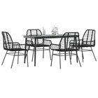Tuinset 5-delig poly rattan glas zwart 140x70x74 cm