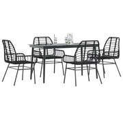5-piece Poly Rattan Glass Garden Set, Black