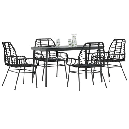 5-delige Tuinset poly rattan glas zwart