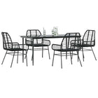 5-piece Poly Rattan Glass Garden Set, Black