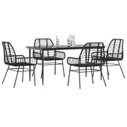 5-piece Poly Rattan Glass Garden Set, Black