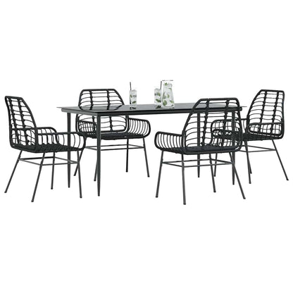 5-delige Tuinset poly rattan glas zwart