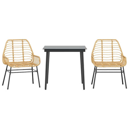 3-Delige Tuinset Poly Rattan Glas Bruin 2 80 x 80 x 74 cm Nee