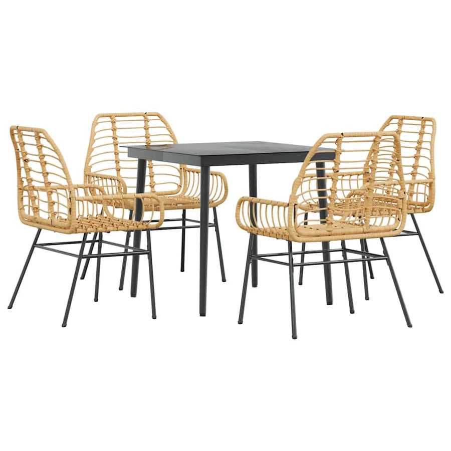 5-Delige Tuinset Poly Rattan Glas Bruin 4 80 x 80 x 74 cm Nee