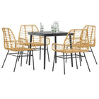5-piece Garden Furniture Set poly rattan glass brown