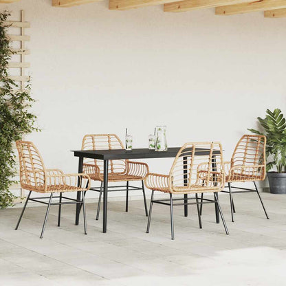 5-delige Tuinset poly rattan glas bruin