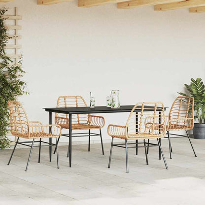 5-delige Tuinset poly rattan glas bruin