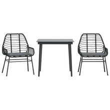 3-Delige Tuinset Met Kussens Poly Rattan Glas Zwart 2 80 x 80 x 74 cm Ja