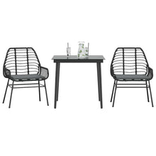 3-Delige Tuinset Met Kussens Poly Rattan Glas Zwart 2 80 x 80 x 74 cm Ja