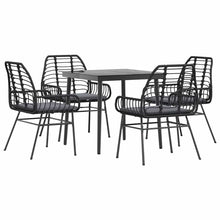 5-Delige Tuinset Met Kussens Poly Rattan Glas Zwart 4 80 x 80 x 74 cm Ja