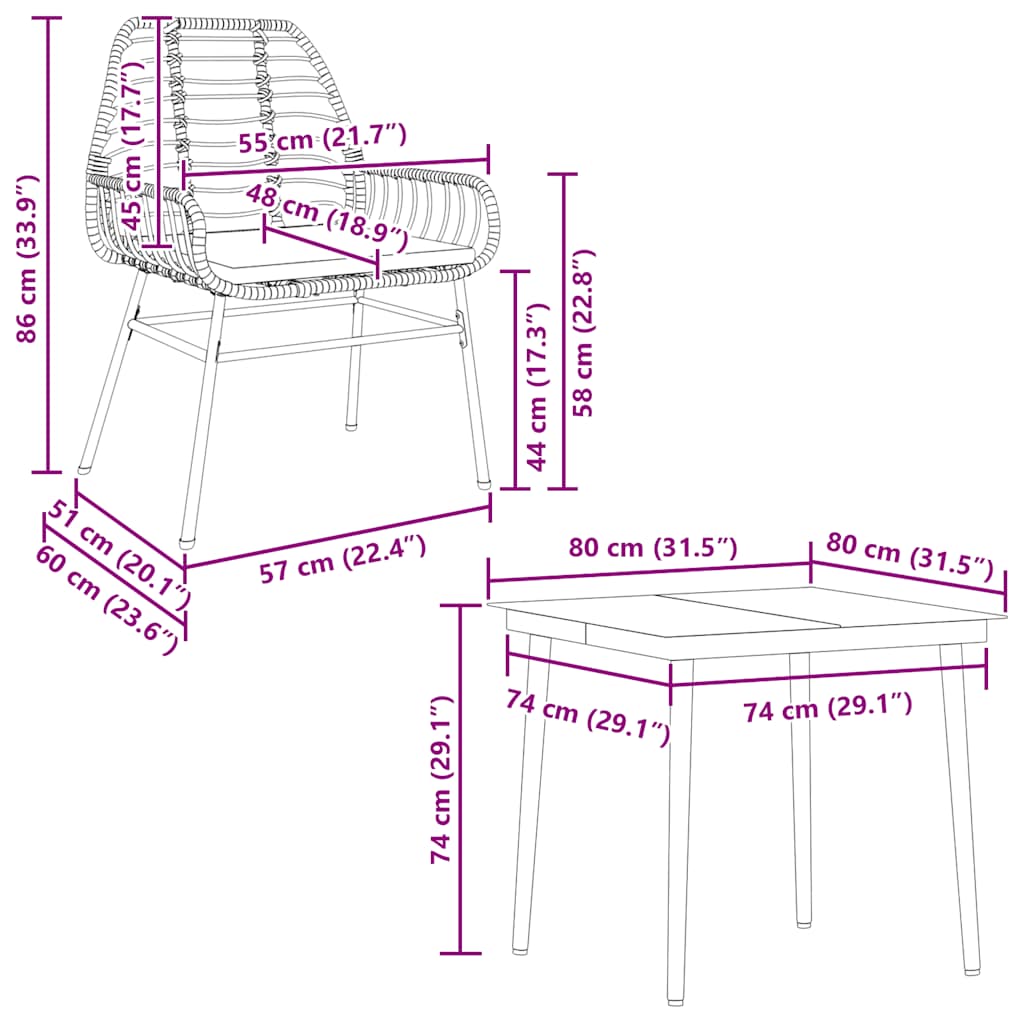 5-Delige Tuinset Met Kussens Poly Rattan Glas Zwart 4 80 x 80 x 74 cm Ja