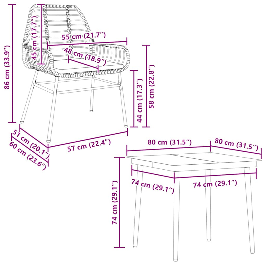 5-Delige Tuinset Met Kussens Poly Rattan Glas Zwart 4 80 x 80 x 74 cm Ja
