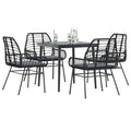 5-delige Tuinset met kussens poly rattan glas zwart