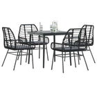 Tuinset 5-delig poly rattan zwart met kussens