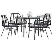 Tuinset 5-delig poly rattan zwart met kussens