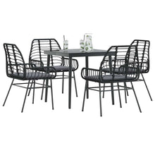5-Delige Tuinset Met Kussens Poly Rattan Glas Zwart 4 80 x 80 x 74 cm Ja