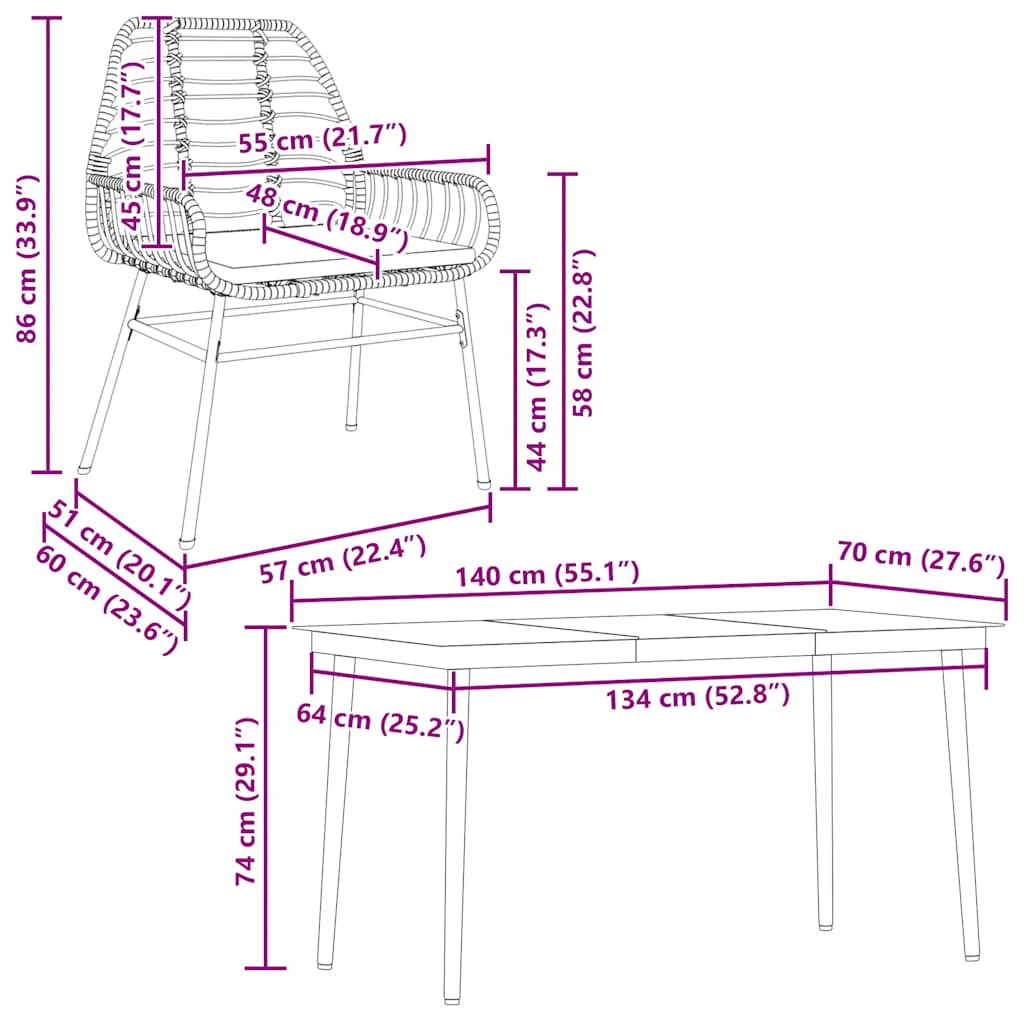 5-Delige Tuinset Met Kussens Poly Rattan Glas Zwart 4 140 x 70 x 74 cm Ja
