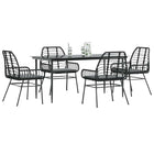 Tuinset 5-delig poly rattan glas zwart