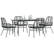 Tuinset 5-delig poly rattan glas zwart