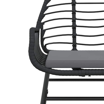 7-Delige Tuinset Met Kussens Poly Rattan Glas Zwart 6 160 x 80 x 74 cm Ja