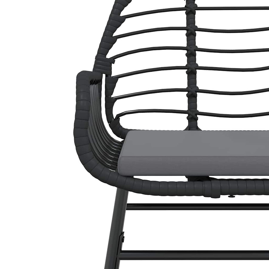 7-Delige Tuinset Met Kussens Poly Rattan Glas Zwart 6 160 x 80 x 74 cm Ja