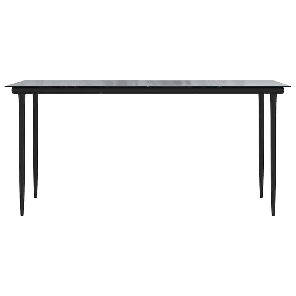 7-Delige Tuinset Met Kussens Poly Rattan Glas Zwart 6 160 x 80 x 74 cm Ja