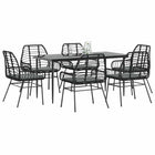 Tuinset 7-delig poly rattan zwart met kussens