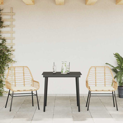 3-Delige Tuinset Met Kussens Poly Rattan Glas Bruin 2 80 x 80 x 74 cm Ja