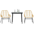 Tuinset 3-delig poly rattan bruin met kussens
